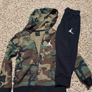 Jordan Camo Hoodie and Black Joggers Set
